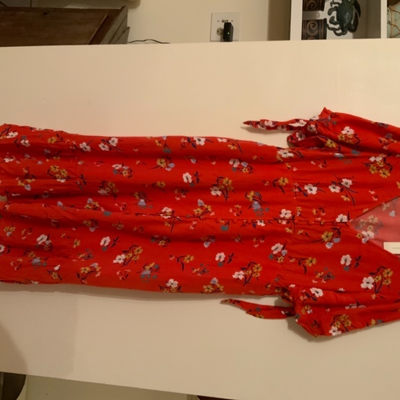 ANTHROPOLOGIE /Maeve floral V-neck rayon dress/tie sleeves/NWT/14 - Picture 3 of 7